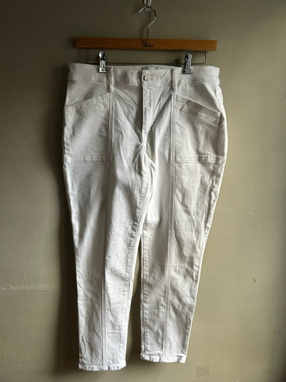WHBM 100% Cotton Mid-Rise Girlfriend Pants Women's Size 12, White - Picture 3 of 14
